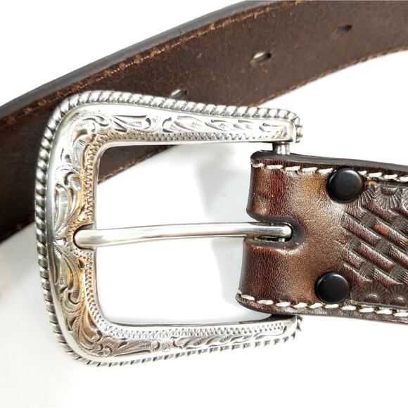 New Cavenders full grain leather star concho western belt 36 main image 4